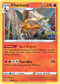 Pokémon TCG - Charizard - 010/078 - Pokemon GO - Holo Rare - NM