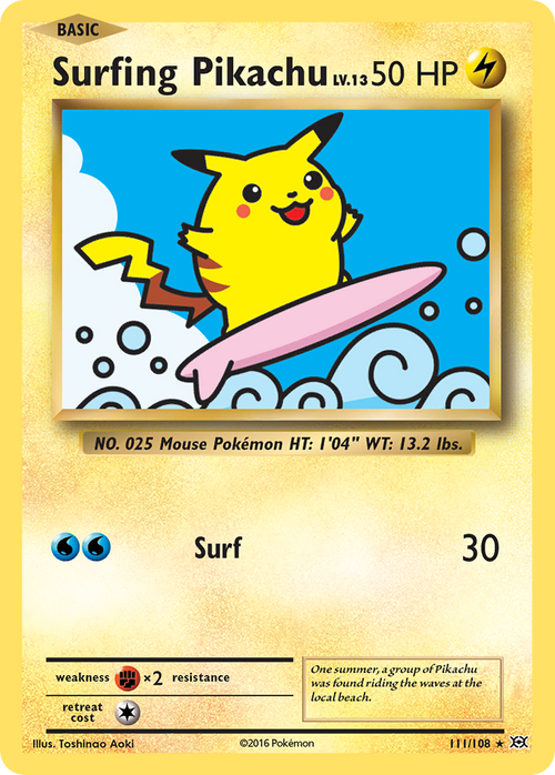 Pokémon TCG - Surfing Pikachu XY - 111/108 - Evolutions - Secret Rare - LP
