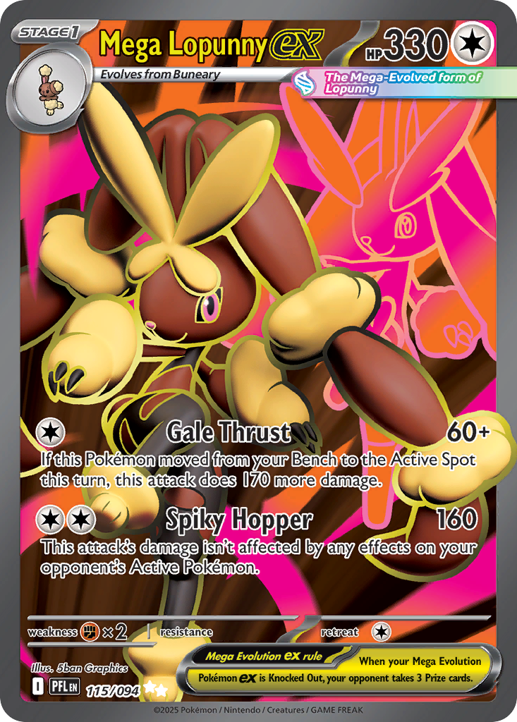 Pokémon TCG - Mega Lopunny ex - 115/094 - Phantasmal Flames (ME02) - Ultra Rare - NM