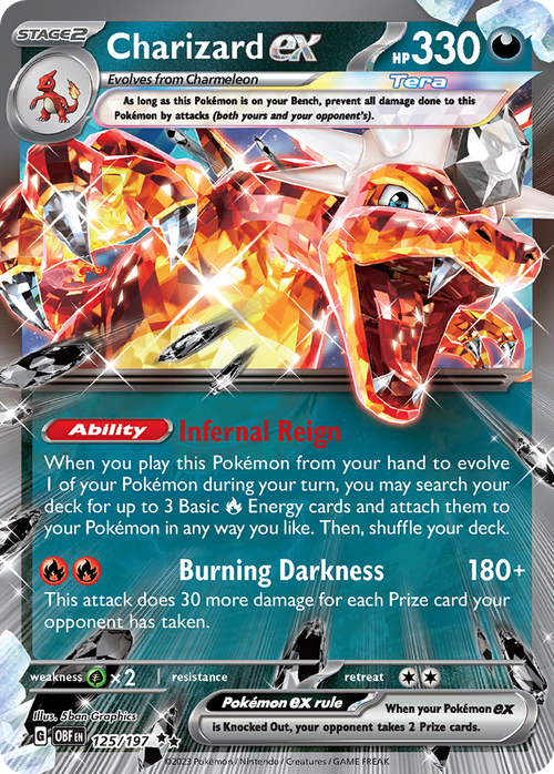 Pokémon TCG - Charizard ex - 125/197 - Obsidian Flames - Holo - NM