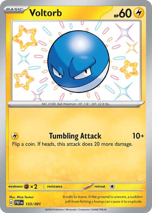 Pokémon TCG - Voltorb - 133/091 - Paldean Fates - Shiny Rare Holo - NM