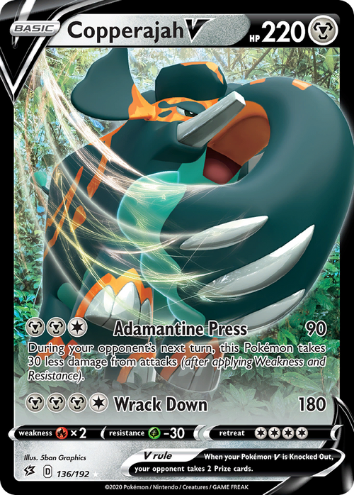 Pokémon TCG - Copperajah V - 136/192 - Rebel Clash - Rare Holo - MP