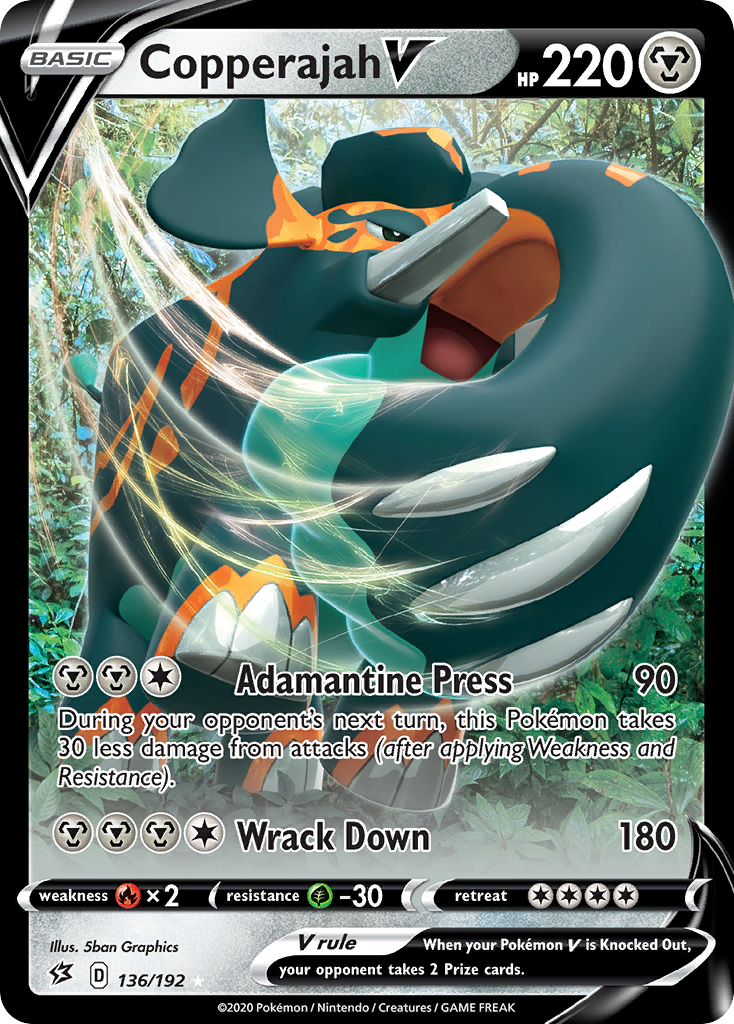 Pokémon TCG - Copperajah V - 136/192 - Rebel Clash - Rare Holo - MP