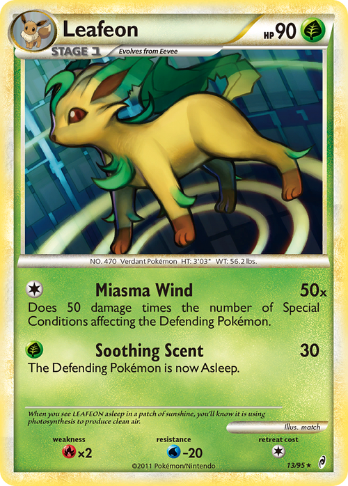 Pokémon TCG - Leafeon - 13/95 - Call of Legends - Holo Rare - MP