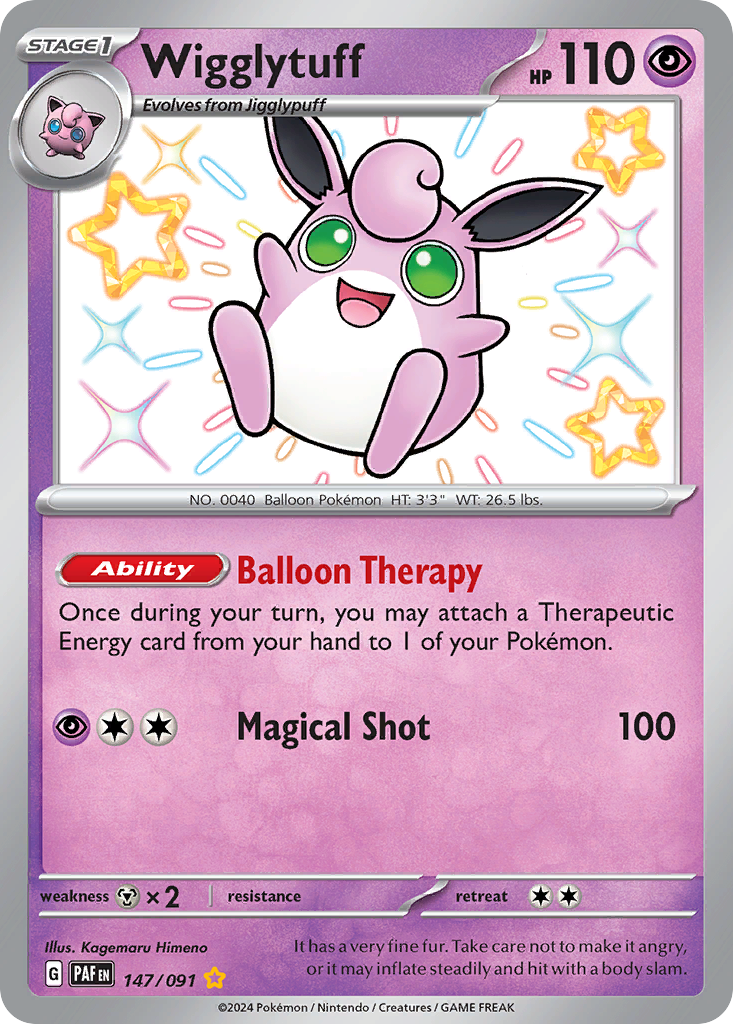 Pokémon TCG - Wigglytuff - 147/091 - Paldean Fates - Shiny Rare - NM
