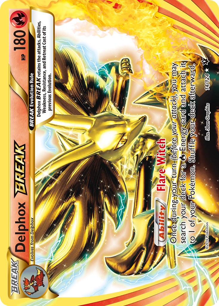 Pokémon TCG - Delphox BREAK - 14/124 - Fates Collide - Holo Rare - NM