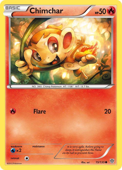 Pokémon TCG - Chimchar - 15/135 - Plasma Storm - Common Reverse Holo - MP
