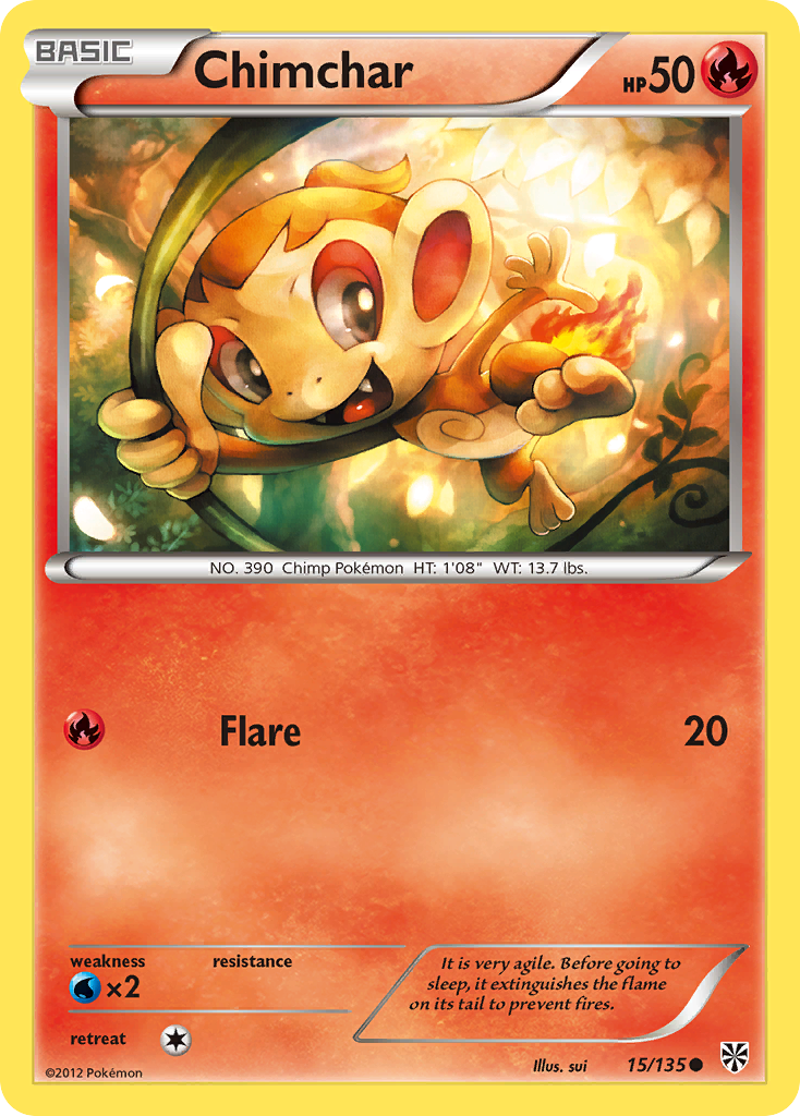 Pokémon TCG - Chimchar - 15/135 - Plasma Storm - Common Reverse Holo - MP