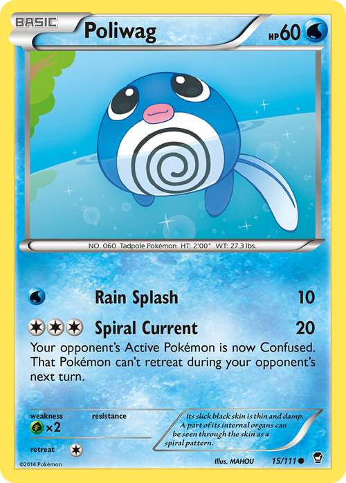 Pokémon TCG - Poliwag - 15/111 - Furious Fists - Common - MP