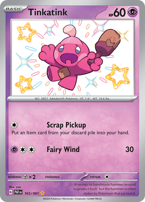 Pokémon TCG - Tinkatink - 165/091 - Paldean Fates - Shiny Rare Holo - NM