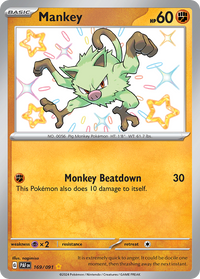 Pokémon TCG - Mankey - 169/091 - Paldean Fates - Shiny Rare Holo - NM