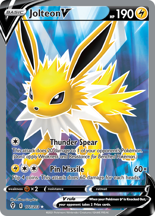 Pokémon TCG - Jolteon V - 177/203 - Evolving Skies - Ultra Rare Holo - NM