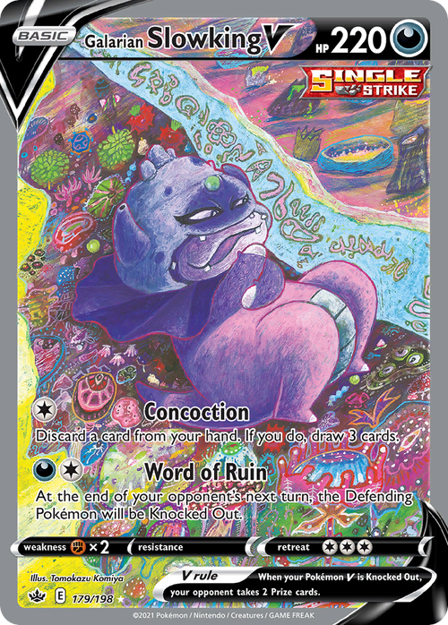 Pokémon TCG - Galarian Slowking V Alt - 179/198 - Chilling Reign - Full Art Holo - NM