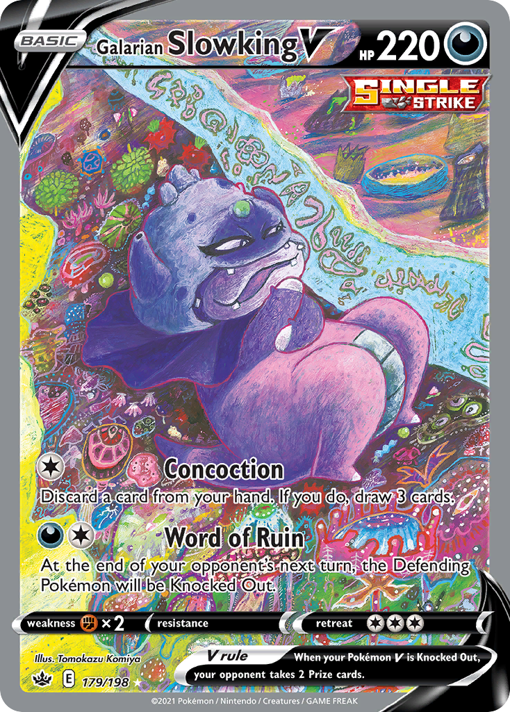 Pokémon TCG - Galarian Slowking V Alt - 179/198 - Chilling Reign - Full Art Holo - NM