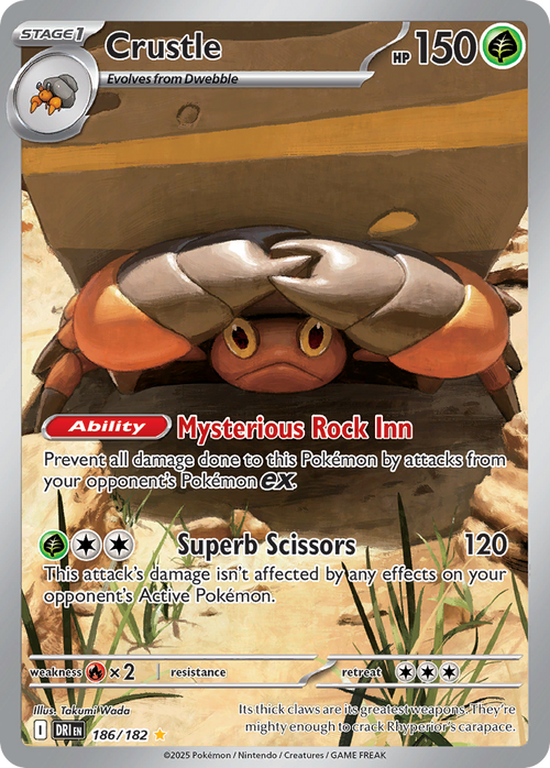 Pokémon TCG - Crustle - 186/182 - Destined Rivals - Illustration Rare - NM