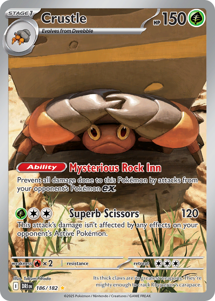 Pokémon TCG - Crustle - 186/182 - Destined Rivals - Illustration Rare - NM