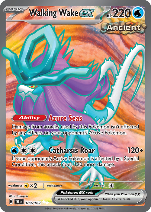 Pokémon TCG - Walking Wake Ex - 189/162 - Temporal Forces - Full Art Ultra Rare Holo - NM