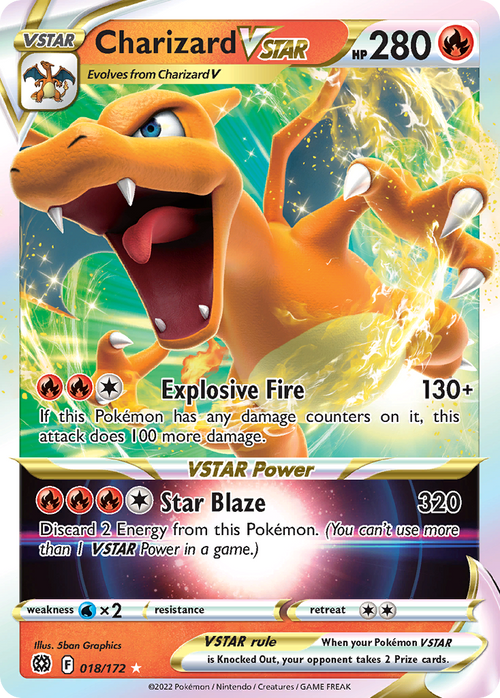 Pokémon TCG - Charizard VSTAR - 018/172 - Brilliant Stars - Rare Holo - NM