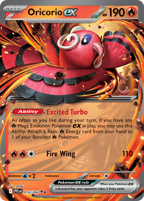 Pokémon TCG - Oricorio ex - 018/094 - Phantasmal Flames (ME02) - NM