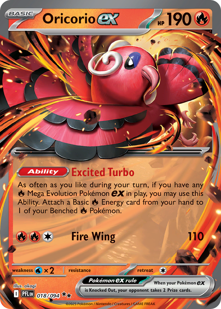 Pokémon TCG - Oricorio ex - 018/094 - Phantasmal Flames (ME02) - NM