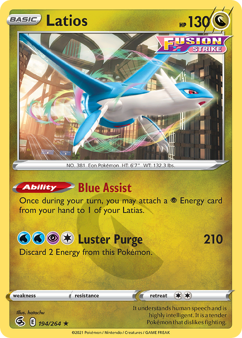 Pokémon TCG - Latios Non Event Deck Version - 194/264 - Fusion Strike - Holo - NM