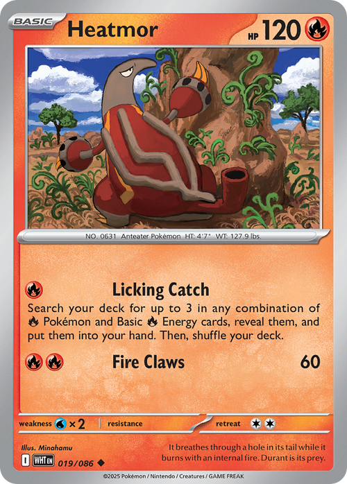 Pokémon TCG - Heatmor (Poke Ball Pattern) - 019/086 - White Flare - Uncommon - NM