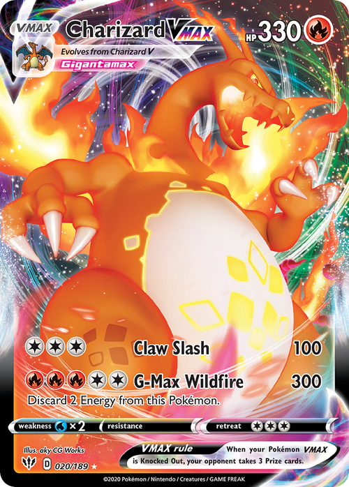 Pokémon TCG - Charizard VMAX - 020/189 - Darkness Ablaze - Full Art Holo Rare