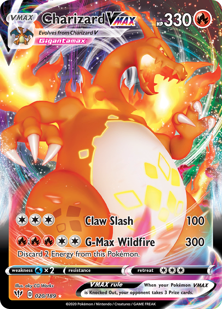 Pokémon TCG - Charizard VMAX - 020/189 - Darkness Ablaze - Full Art Holo Rare