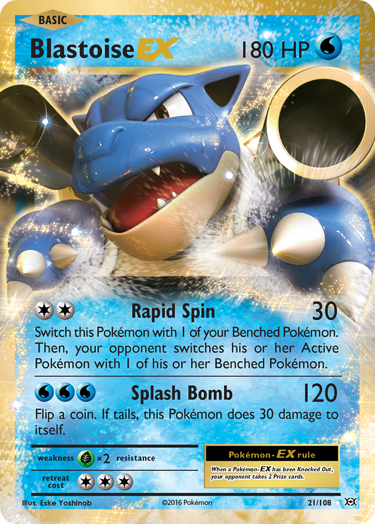 Pokémon TCG - Blastoise EX - 21/108 - Evolutions - Holo - MP
