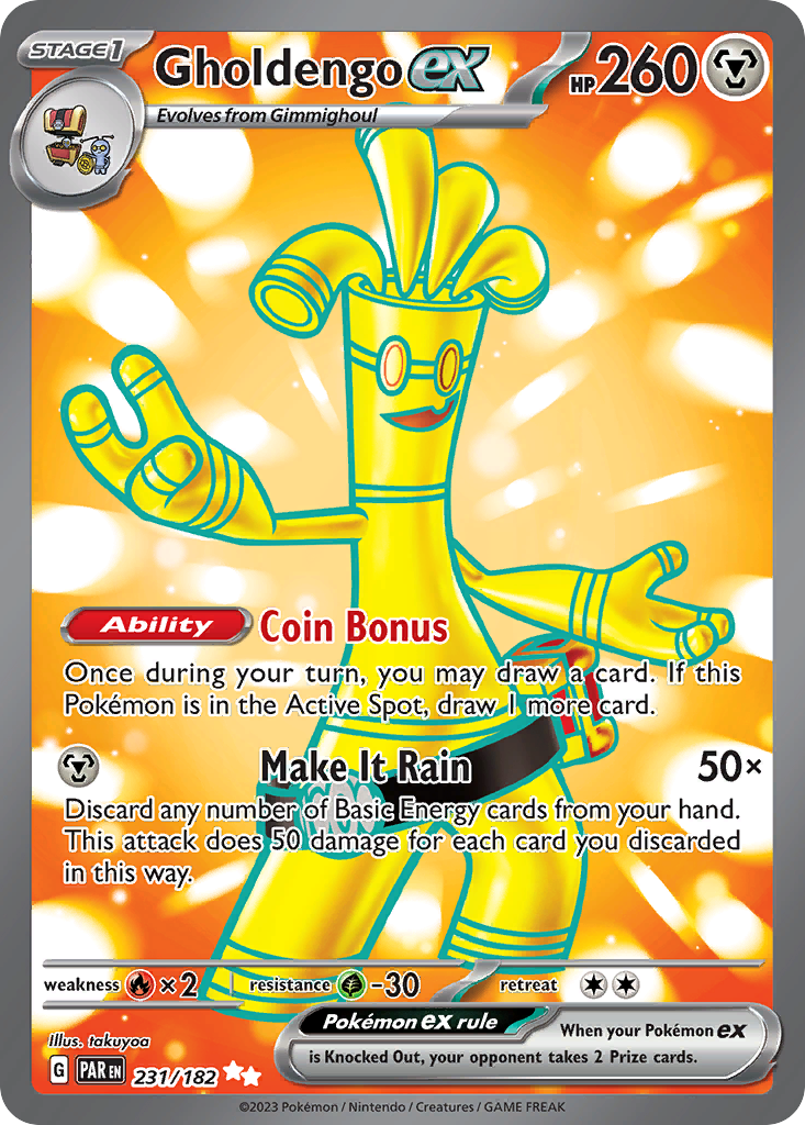 Pokémon TCG - Gholdengo ex - 231/182 - Paradox Rift - Full Art Ultra Rare - NM