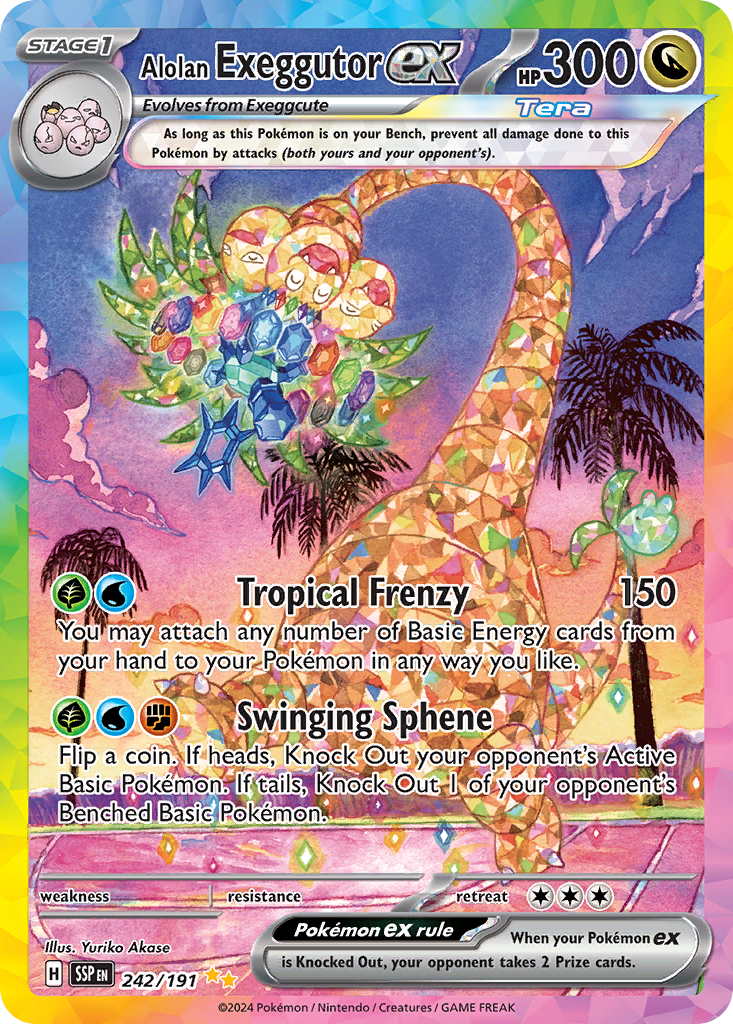 Pokémon TCG - Alolan Exeggutor ex Ho - 242/191 - Surging Sparks - Special Illustration Rare - NM