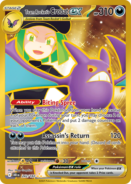 Pokémon TCG - Team Rocket's Crobat ex - 242/182 - Destined Rivals - Hyper Rare - NM