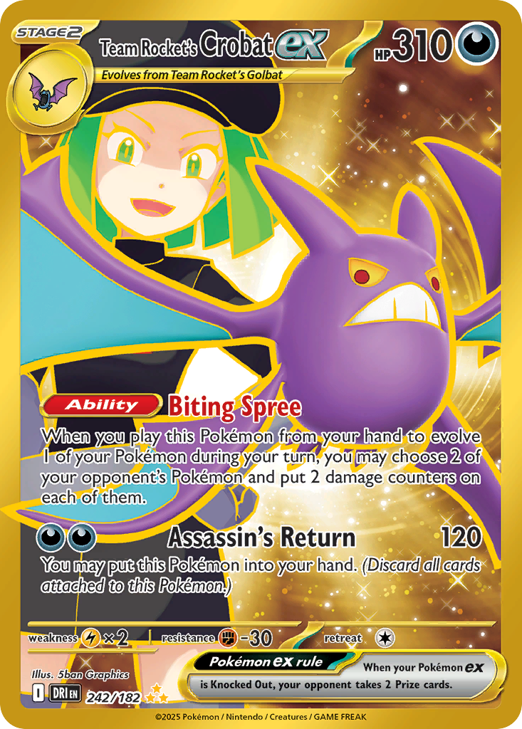 Pokémon TCG - Team Rocket's Crobat ex - 242/182 - Destined Rivals - Hyper Rare - NM