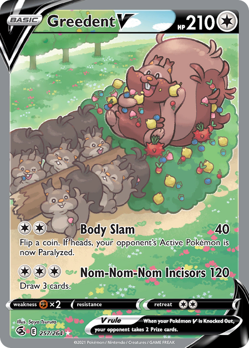 Pokémon TCG - Greedent V Alt - 257/264 - Fusion Strike - Full Art Holo