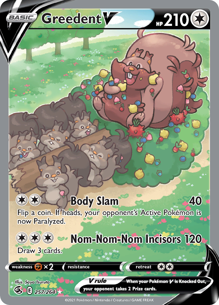Pokémon TCG - Greedent V Alt - 257/264 - Fusion Strike - Full Art Holo