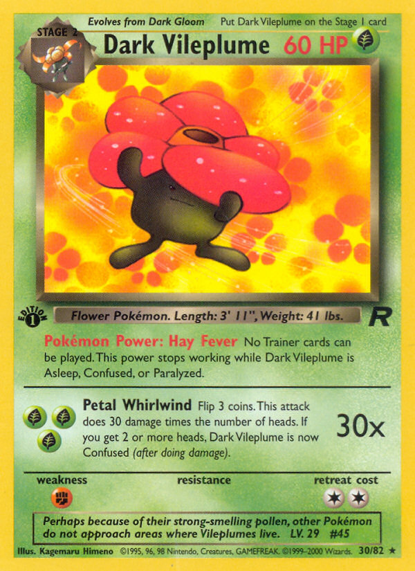 Pokémon TCG - Dark Vileplume First Edition - 30/82 - Team Rocket - Rare - NM