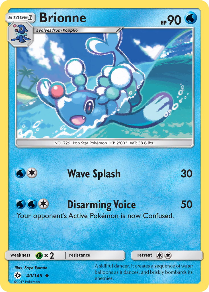Pokémon TCG - Brionne - 40/149 - Sun & Moon Base Set - Reverse Holo - NM