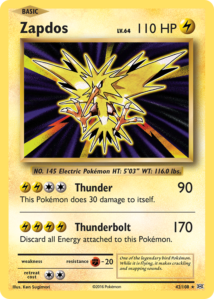 Pokémon TCG - Zapdos - 42/108 - Evolutions - Holo Rare - LP