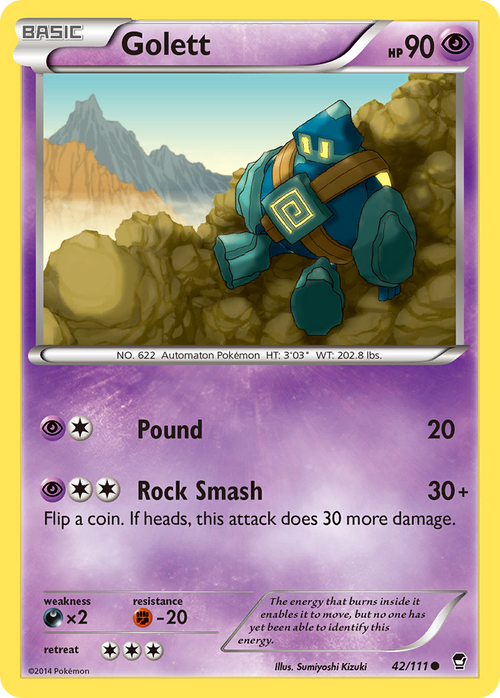 Pokémon TCG - Golett - 42/111 - Furious Fists - Reverse Holo - LP