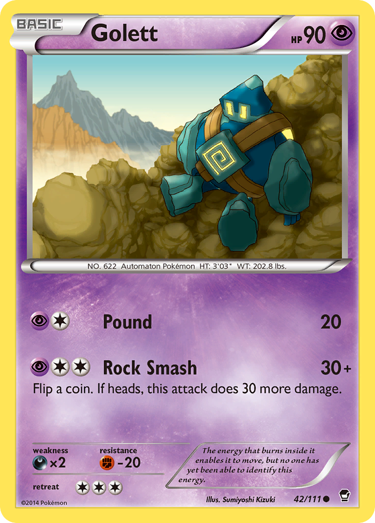 Pokémon TCG - Golett - 42/111 - Furious Fists - Reverse Holo - LP