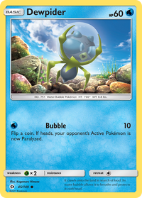 Pokémon TCG - Dewpider - 45/149 - Sun & Moon Base Set - Common Reverse Holo - NM