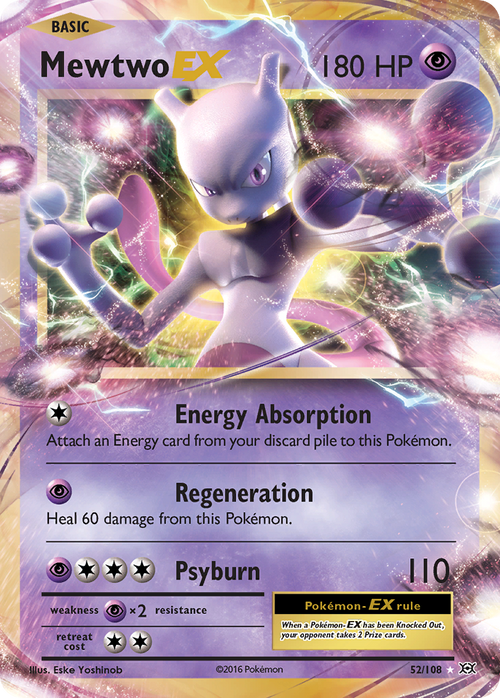 Pokémon TCG - Mewtwo EX - 52/108 - Evolutions - Ultra Rare Holo - NM