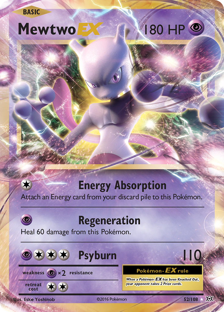 Pokémon TCG - Mewtwo EX - 52/108 - Evolutions - Ultra Rare Holo - NM