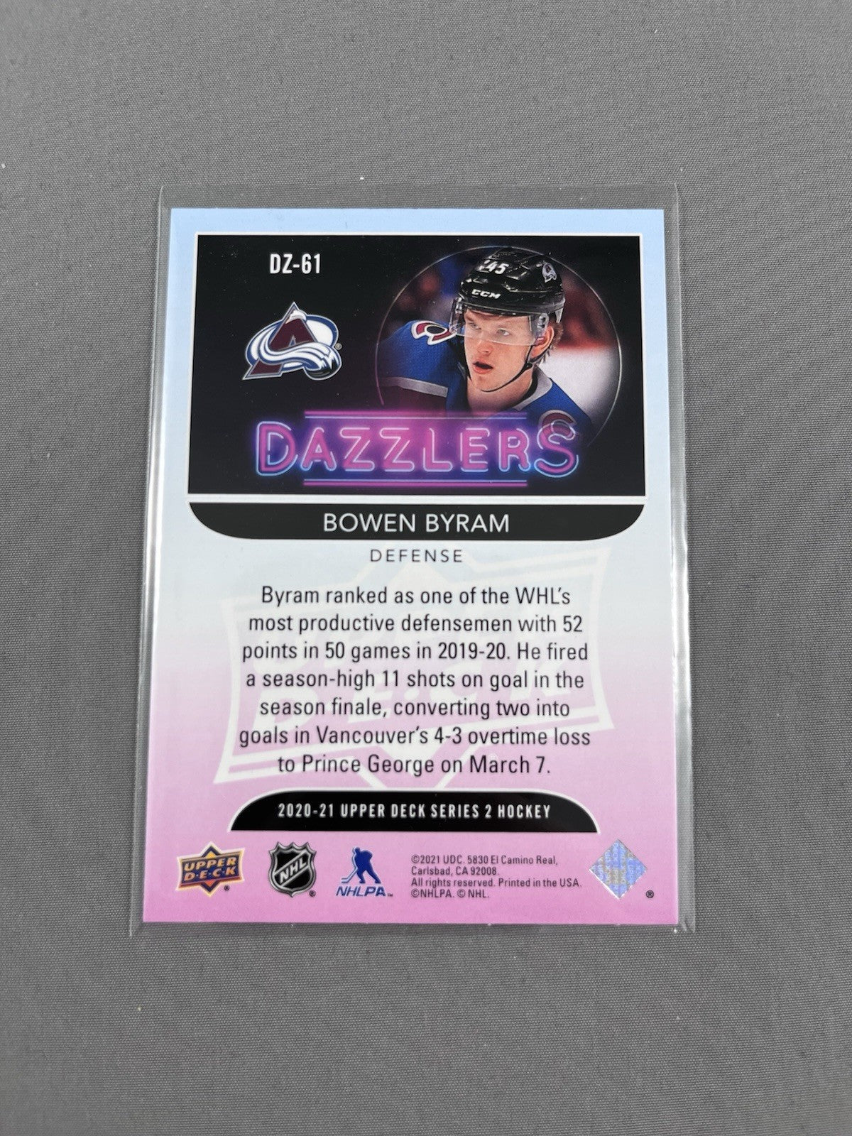 2020-21 Upper Deck Dazzlers Green #DZ-61 Bowen Byram RC