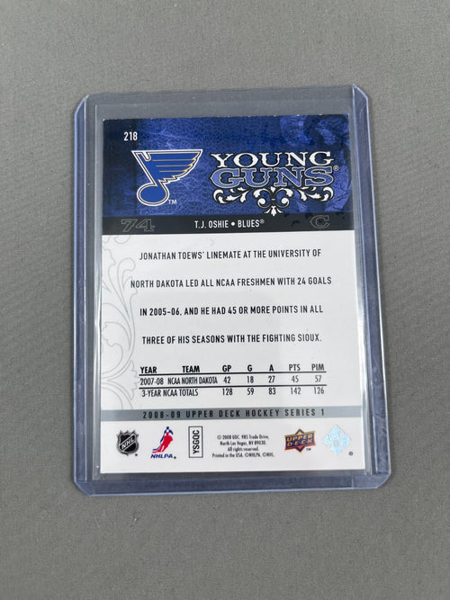 2008-09 Upper Deck Young Guns T.J. Oshie Rookie Card RC #218