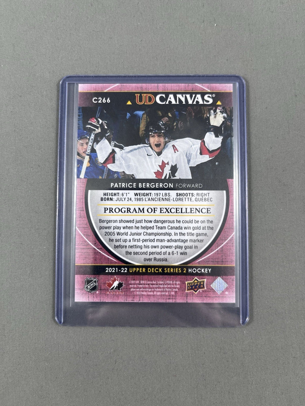 2021-22 UPPER DECK CANVAS POE PROGRAM OF EXCELLENCE #C266 PATRICE BERGERON