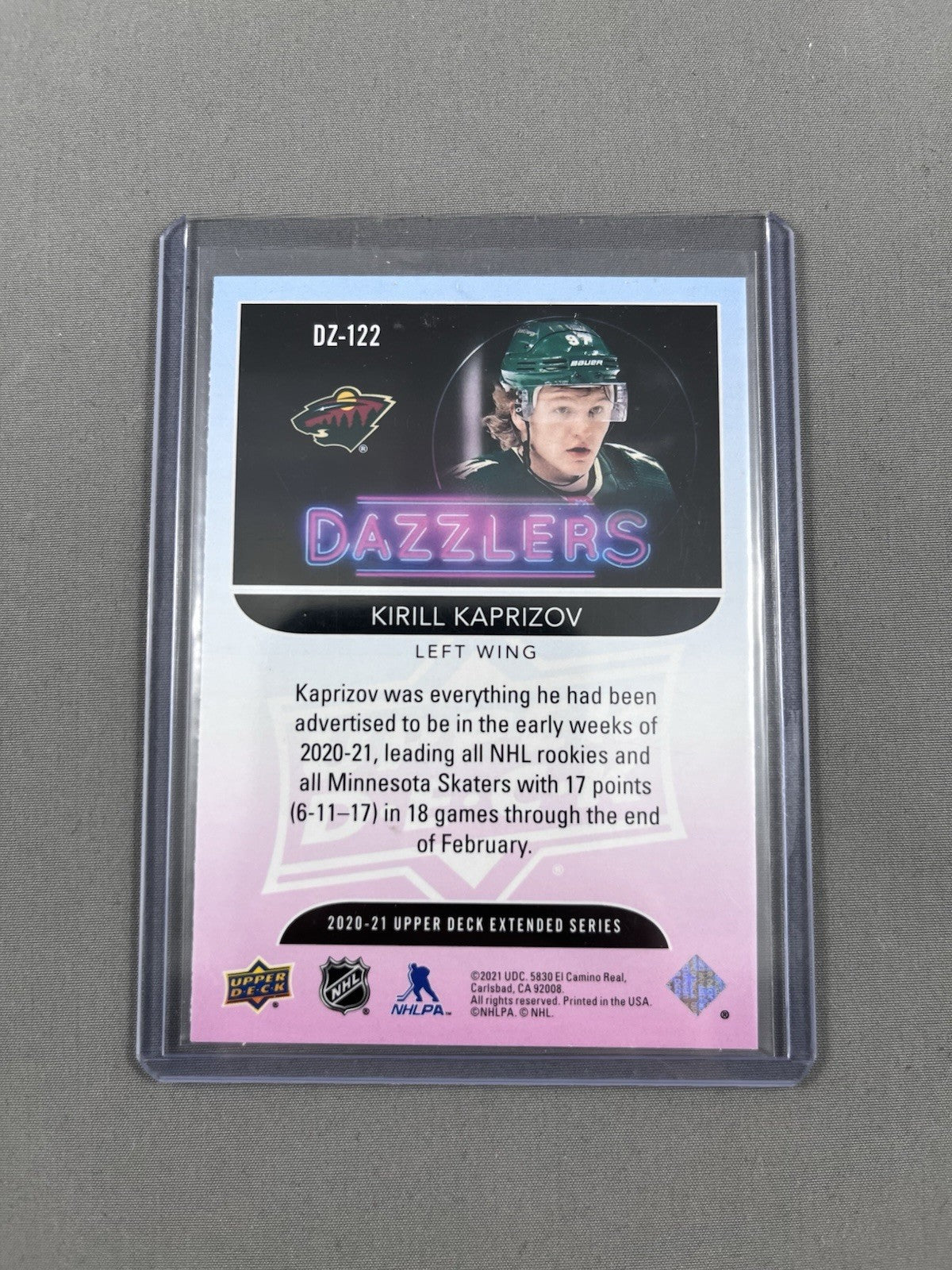 2020-21 Upper Deck Extended Series Dazzlers Orange Kirill Kaprizov Rookie RC