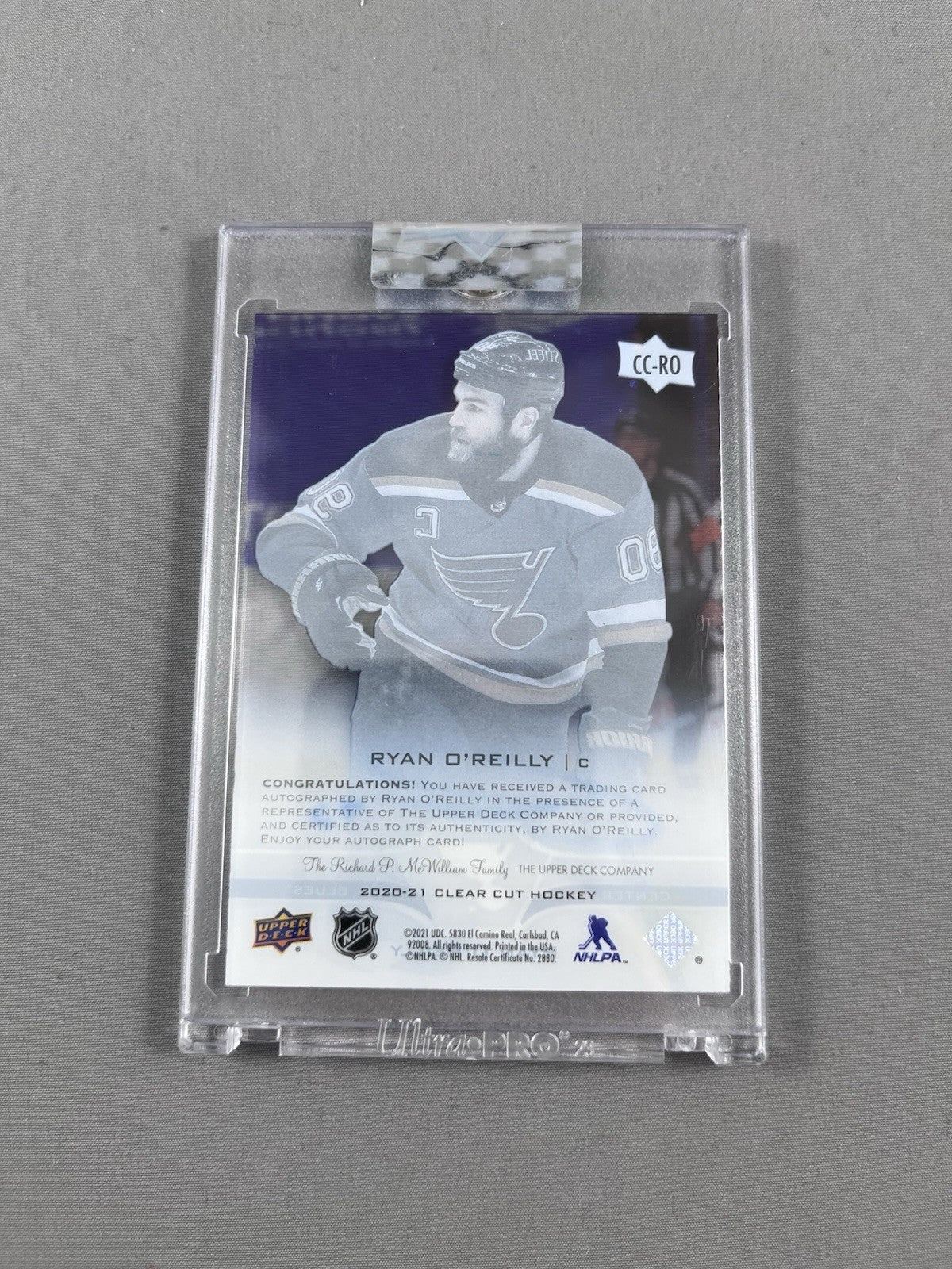 2019-20 Clear Cut Ryan O’Reilly Hard Signed Auto CC-RO Upper Deck UD