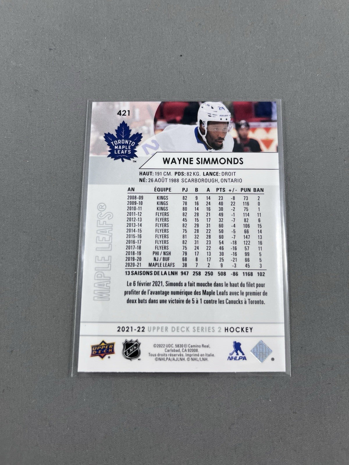 2021-22 Upper Deck French #421 Wayne Simmonds