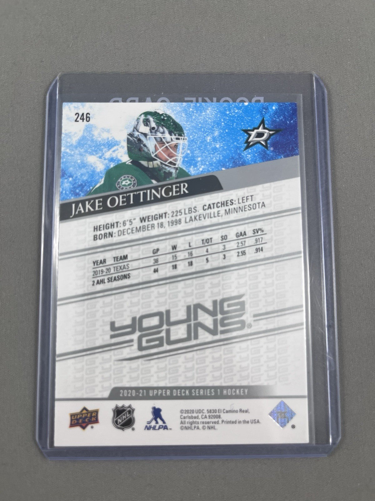 2020-21 Upper Deck - Young Guns Jake Oettinger #246 (RC)